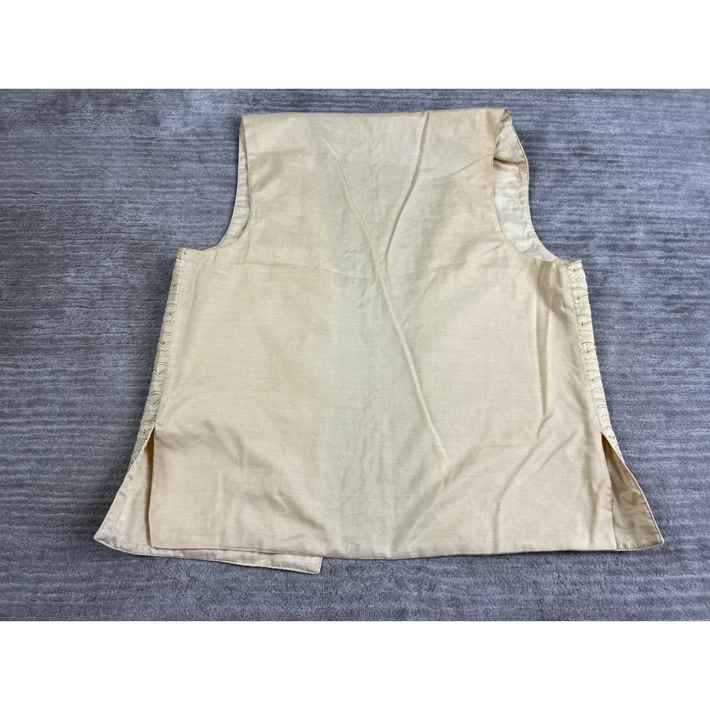 Unbranded Vest Womens 40 Cream Embroidered Wave Open Front Boho Raw Silk Style‎